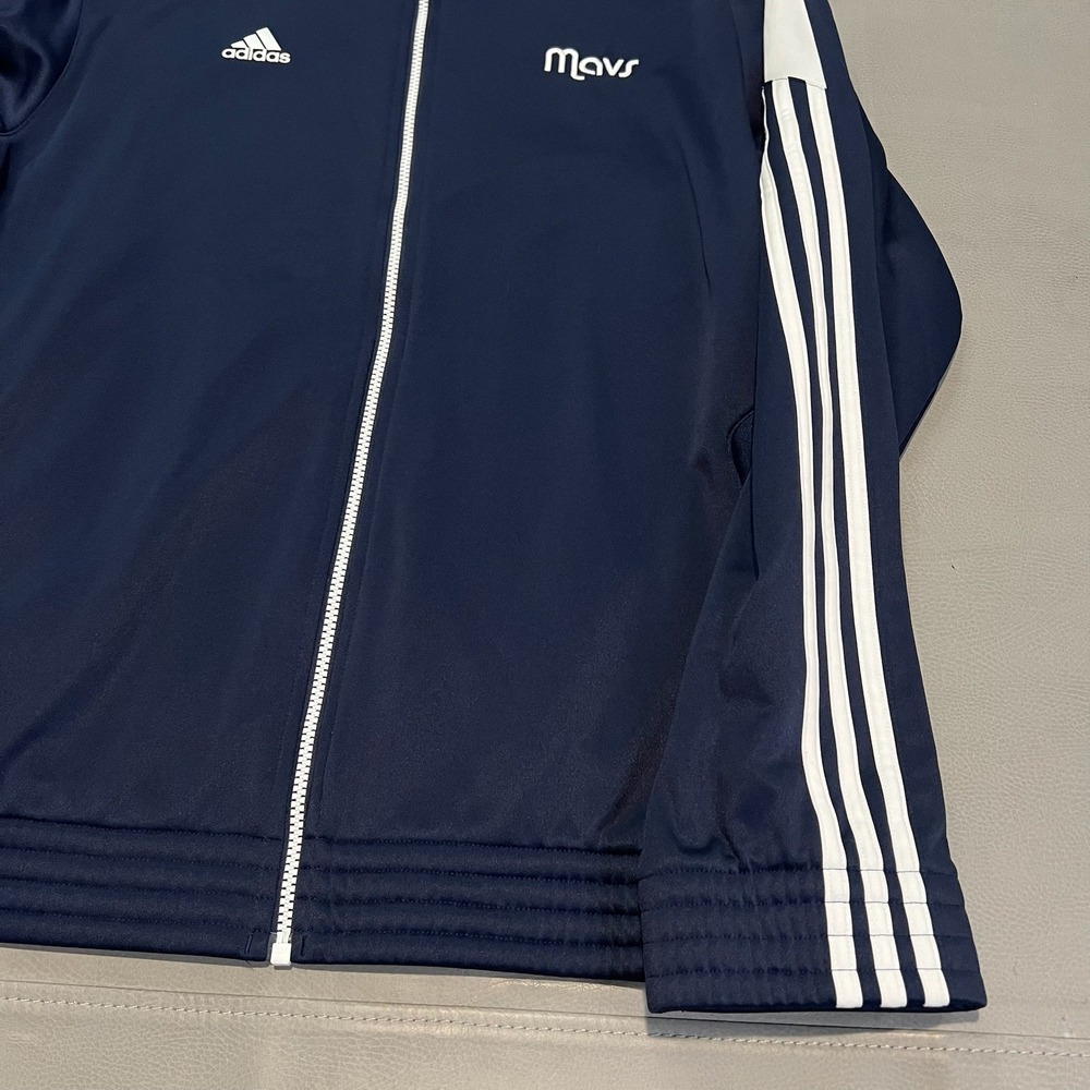 Adidas Mens Dallas Mavericks MAV Cowboys NBA Track Jacket Navy White Zip-L-XXXX - Picture 2 of 7